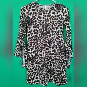 Leopard Print Kids Dress Size Girl Gtog Medium Stretchy Tie Sleeves Stretch Long
